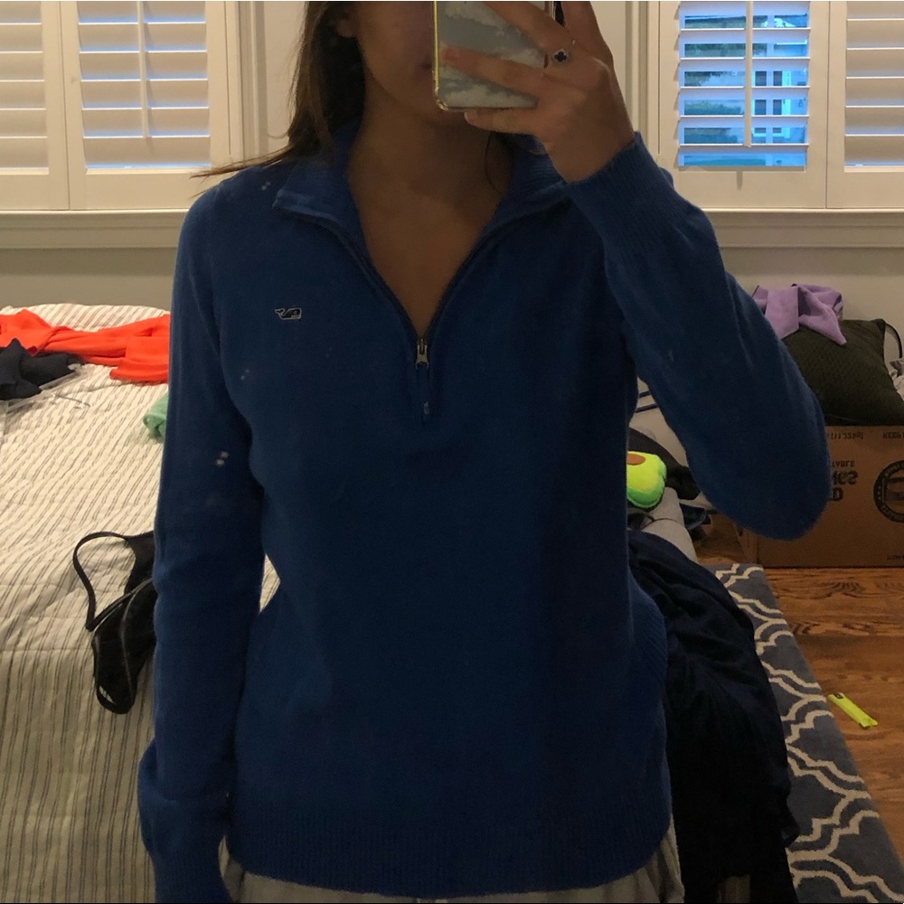 Vineyard Vines Cobalt Blue Knit Quarter Zip